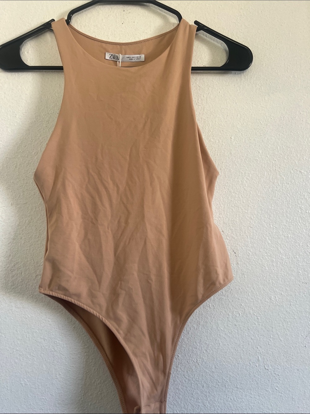 Zara Kids Tan/Nude High-Cut One-Piece Bodysuit